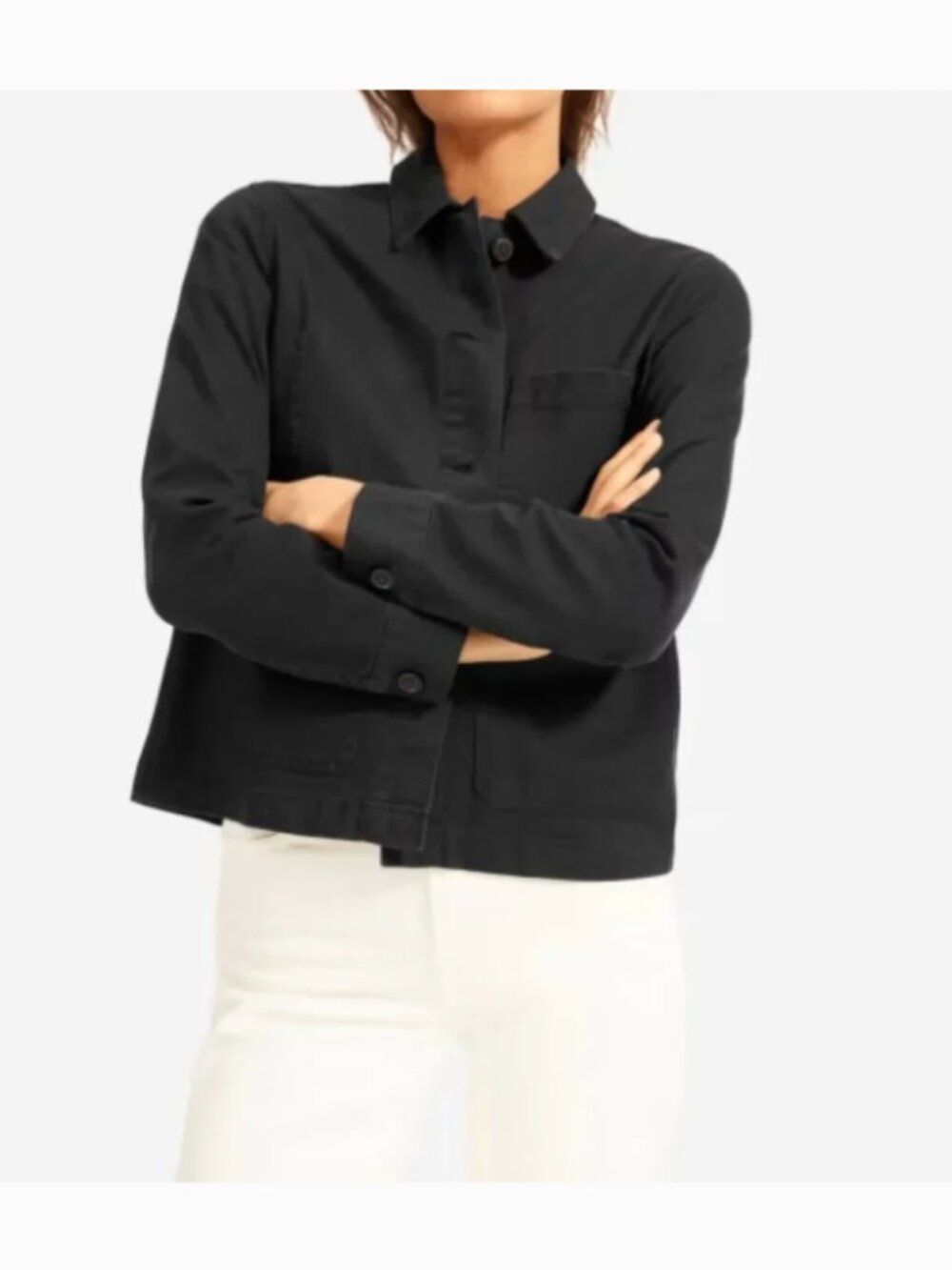 Everlane Black Cropped Chore Jacket Size XXS
